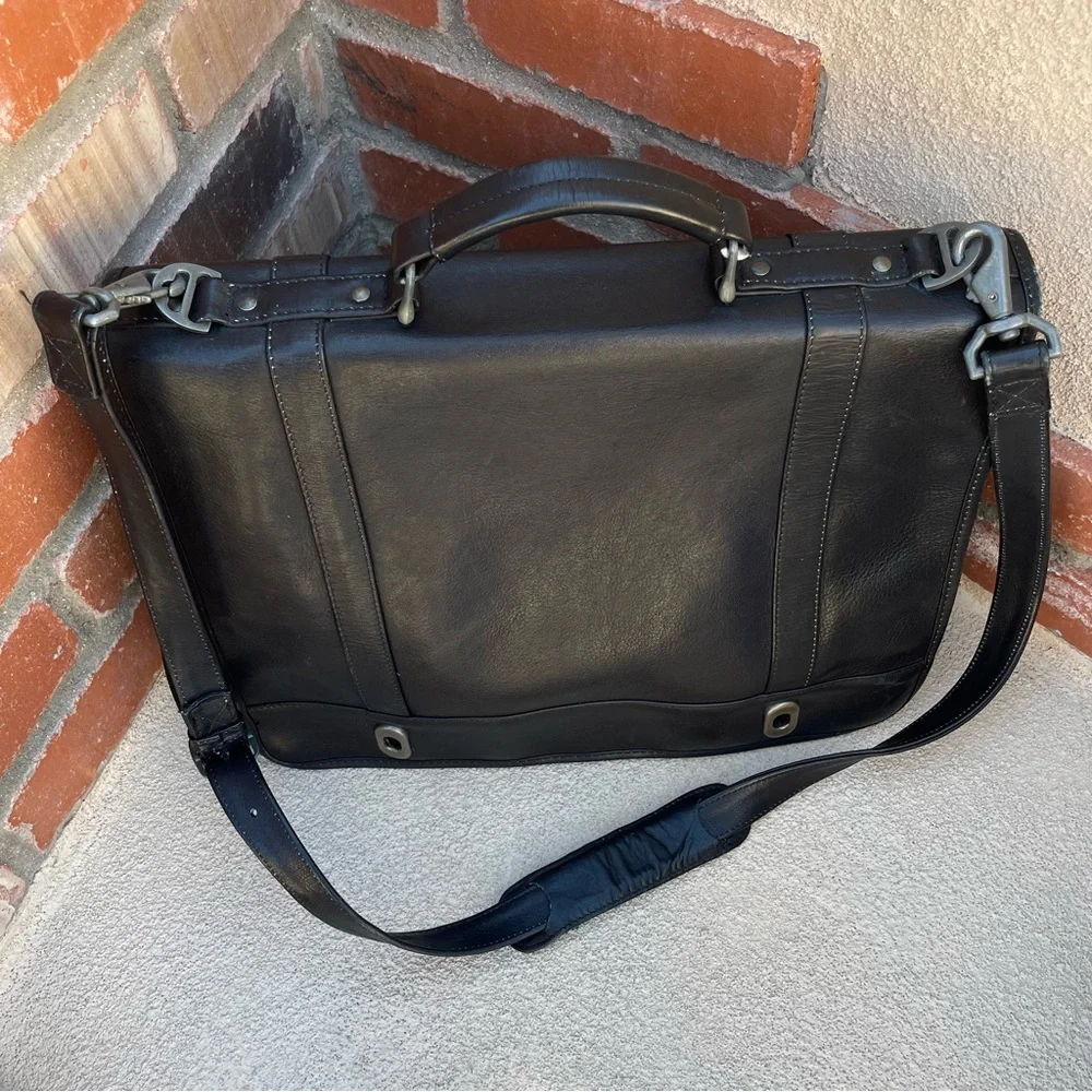 DILANA VTG Black Leather Travel Briefcase